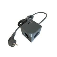 "MicroConnect Power Cube 3 Schuko Outlets - Ultimate Convenience & Power Solution | MC-CUBE015USBMAGNETIC"